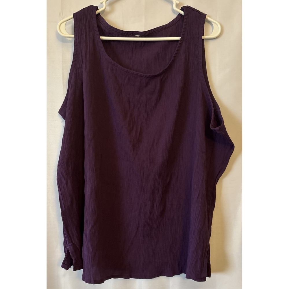 Gauze Crepe Tank Top Sz XL Purple Flowy Boho Casual Stretch